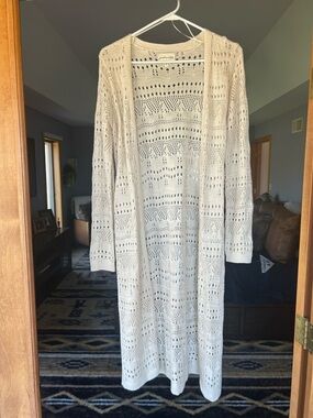 Freshman Open-Knit Crochet Cardigan - Cream